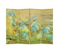 Privacy Screen Creative Retro Chinese Style Jiangshan Map Screen Partition Living Room Office Foldable Mobile Metal Folding Room Divider