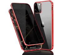 Privacy Screen Protector Compatible with iPhone 12 Pro Max Case, Magnetic Adsorption Metal Frame Cover,Anti Spy Tempered Glass Film, 360 Degrees with Camera Lens Protector Cover,Red