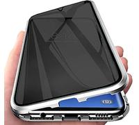 Privacy Screen Protector Compatible with Samsung Galaxy S25 Ultra Case, Magnetic Adsorption Metal Frame Cover,Anti Spy Tempered Glass Film, 360 Degrees with Camera Lens Protector Cover,Silver