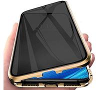 Privacy Screen Protector Compatible with Samsung Galaxy S25 Ultra Case, Magnetic Adsorption Metal Frame Cover,Anti Spy Tempered Glass Film, 360 Degrees with Camera Lens Protector Cover,Gold