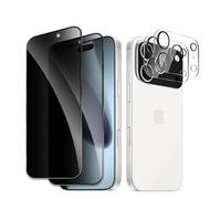 Privacy Screen Protector for iPhone 17 Pro Max Inches, 2 Pieces Tempered Glass Film Anti-Spy Film with 2 Pieces Camera Protection, 10H Hardness, Compatible with Cover