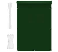 Privacy Shield Screen Cover 0.85x8m Balcony Cover Screening Shade Netting Weatherproof Sun Protection with Eyelets Nylon Cable Ties and Cord for Patio Garden Backyard Swimming, Dark Green