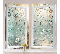 Privacy Window Film 120 x 400cm, Shackcom 3D Stained Glass Tulip Decoration Pattern with Rainbow Effect Opaque Glass Film Static Cling No-Glue Self Adhesive Vinyl Film for Home Door