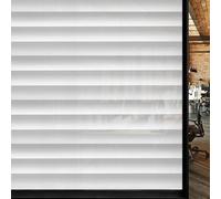 Privacy Window Film 44.5 x 200 cm, Frosted Window Film with White Blind Stripe Pattern Self-adhesive No-Glue Static Cling to Protect Your Family, Anti-UV & Anti-glare for Office Home and Kitchen