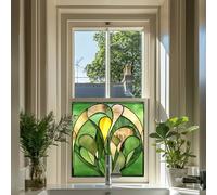 Privacy Window Film, Art Deco Stained Glass Window Film - Decorative Privacy Window Film - Easy to Apply & Remove, UV Protection, Window Film For Office, Bathroom, Or Kitchen Window (55cm x 55cm)
