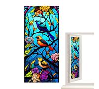 Privacy Window Film | PVC Privacy Window Sticker for Glass, Colorful Retro Bird/Sunset by The Seaside/Window Film Removable, Non-Adhesive Static Window Clings for Bathroom Shower Door