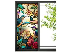 Privacy Window Film | PVC Privacy Window Sticker for Glass, Colorful Retro Bird/Sunset by The Seaside/Window Film Removable, Non-Adhesive Static Window Clings for Bathroom Shower Door
