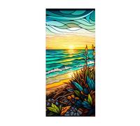 Privacy Window Film | PVC Privacy Window Sticker for Glass, Colorful Retro Bird/Sunset by The Seaside/Window Film Removable, Non-Adhesive Static Window Clings for Bathroom Shower Door