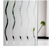 Privacy Window Film Static Cling Window Sticker Decorative Stripe Wave Pattern Glass Film,Self-Adhesive UV Protection Frosted Glass Sticker