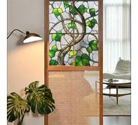 Privacy Window Film Window Clings Rental Property Repositionable Kitchen | Water-Resistant Static Cling non Adhesive Glare-Reduction Removable Easy to Install Cuttable Deep Green Plants