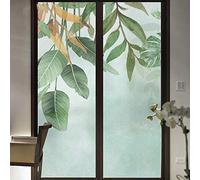 Privacy Window FilmPalm Leaf Static Cling Decorative Film Frosted Film Not Transparent Glass Sticker for Home Office 29.52"x39.37"(75x100cm)