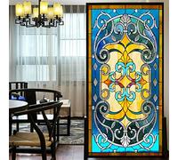Privacy Windows Film Church Style 95 Stained Glass Window Stickers Static Cling Decorative Frosted Window Films Customized Size Window Coverings 26.5" x47.2(68x120cm)