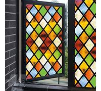 Privacy Windows Film Diamond Style Stained Glass No Glue Static Cling Decorative Frosted Window Stickers 15.7''x47.2''(40x120cm)