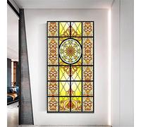 Privacy Windows Film European Church Style Stained Glass No Glue Static Cling Decorative Frosted Window Stickers 23"x47.2"(59x120cm)