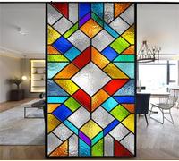 Privacy Windows Film European Church Style Stained Glass No Glue Static Cling Decorative Window Stickers 35""x78.74""(89x200cm)