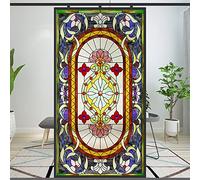 Privacy Windows Film European Church Style Stained Glass Static Cling Decorative Frosted Window Stickers (Pattern 14,19.7"x47.2"(50x120cm))
