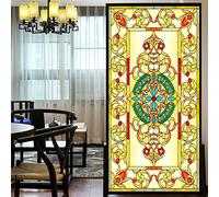 Privacy Windows Film European Style Stained Glass No Glue Static Cling Decorative Window Stickers 15.7''x31.5''(40x80cm), Pattern 9