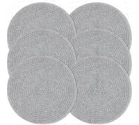 Privalace 38cm Round Woven Placemats Set of 6,Washable Non-Slip Heat Resistant Table Mats,Durable Braided PVC Place Mats for Dining Party(Grey)