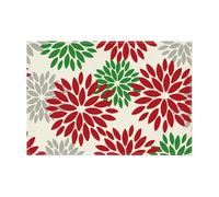 Privalace Bohemian Flax Placemats for Dining Table, 18 x 12 inch Heat Insulation Table Mats with Dahlia Patterns Set of 4