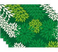 Privalace Bohemian Style Placemats for Dining Table, 18 x 12 inch Floral Dahlia Heat-Resistant Flax Table Mats Set of 4