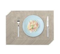 Privalace Durable Table Placemats Set of 6,Waterproof Non-Slip Heat Resistant Table Mats,Dual-Sided Leather Place Mats for Dining(black,grey)