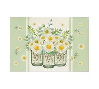 Privalace Flax Placemats for Dining Table, 18 x 12 inch Floral Print Decorative Table Mats Set of 4 for Home Kitchen Decoration