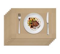 Privalace Gold Placemats Set of 6, Washable Non-Slip Heat Resistant Table Mats, Durable PVC Woven Place Mats for Dining Party Outdoor(Gold)