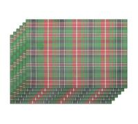 Privalace PVC Placemats Set of 6 Green Washable Heat Resistant Table Mats | Durable Grid Woven Place Mats Dining Kitchen Christmas Party Wedding