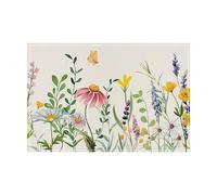 Privalace Set of 4 Nordic Style Floral Printed Placemats, 18 x 12 inch Heat Insulating Dining Table Mats with Plants and Flowers Design for Kitchen