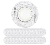 Privalace Silver Round Placemats Metallic Disposable Table Mat Set of 50 Foil Mesh Woven Place Mats for Dining Wedding Christmas Party Decoration 33cm