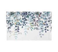 Privalace Turquoise Placemats for Dining Table, 18 x 12 inch, Set of 4 Leaf Design Flax Table Mats for Parties, Modern European & American Style