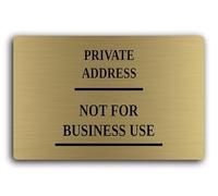 Private address notice indicating no commercial activity. Sign - 29.0x19.0cm Brushed Aluminium