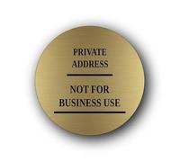 Private address notice indicating no commercial activity. Sign - 9.5x9.5cm Brushed Aluminium