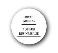 Private address notice indicating no commercial activity. Sign - 9.5x9.5cm Brushed Aluminium