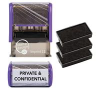 Private and Confidential Self Inking Rubber Stamp for Your Documents - in Black Ink with 3 Inkpad Refills