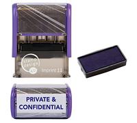 Private and Confidential Self Inking Rubber Stamp for Your Documents - in Blue Ink with 1 Inkpad Refill