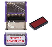 Private and Confidential Self Inking Rubber Stamp for Your Documents - in Red Ink with 1 Inkpad Refill