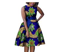 Private Black African Dresses for Women Ankara Print Sleeveless A-line Dress with Belt Dashiki Casual Party Wedding, 620-1, M