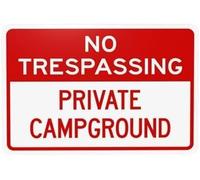 Private Campground Warning Sign, Rules Security Metal Aluminum Tin Signs For Outdoor Indoor Road Yard Garage Home Busines Street Wall Caution Decor 5.5x8 Inch