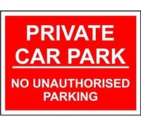 Private Car Park No Unauthorised Parking Safety Sign Funny Metal Sign Crossing Traffic Novelty Square Sign 12x12 inch