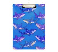 Private clipboard Cute Shark Whale Fish Animal Cool Standard Hole for Volleyball Baseball Coaches Size 9 x 12.5 Tabla para escribir