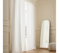 Private Curtain in Lined Washed Linen with Concealed Tabs White
