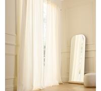 Private Curtain in Lined Washed Linen with Concealed Tabs White Foam