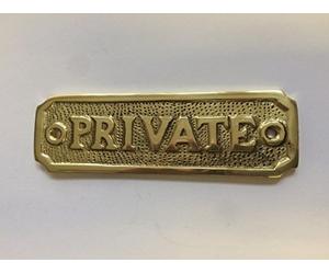PRIVATE Door Sign Name Plate Solid Brass with a Polished Lacquered Finish 13.3 x 3.3cm comes with Screws Business DSN-15-PL