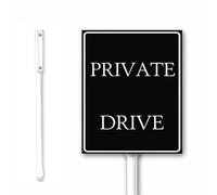 private drive Sign, no trespassing sign with stake, home security signs, 12x15 CM Rust Free Aluminum, Weatherproof Outdoor Use