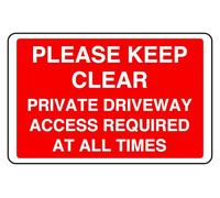 Private Driveway At All Times Keep Clear - safety sign - 3mm Aluminum Dibond for indoor/outdoor usage (200mm x 150mm) 5m Viewing Distance.