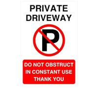 Private Driveway Do Not Obstruct In Constant Use - safety sign - 1.2mm Rigid plastic for indoor/outdoor usage (200mm x 150mm) Viewing Distance within 5m.