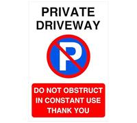 Private driveway do not obstruct in constant use thank you - road safety sign - 3mm Aluminum Dibond for indoor/outdoor usage (200mm x 150mm) 5m Viewing Distance.
