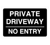 Private driveway no entry - road safety sign - 1.2mm Rigid plastic for indoor/outdoor usage (400mm x 300mm) Viewing Distance within 14m.