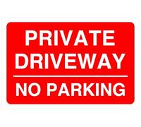 Private driveway no parking - road safety sign - 1.2mm Rigid plastic for indoor/outdoor usage (200mm x 150mm) Viewing Distance within 5m.